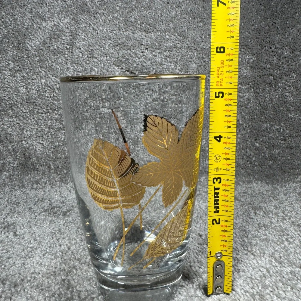 Libbey Highball Glasses Gold Leaf Mid Century‎ Modern Set of 2